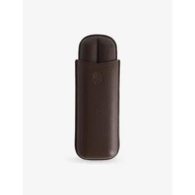 Dunhill Double Cigar Leather Case In Chocolate