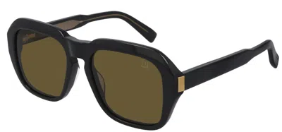 Pre-owned Dunhill Du0001s 001 Black/brown Oversized Rectangular Men's Sunglasses
