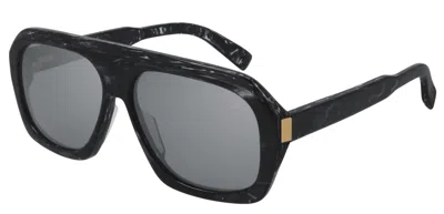 Pre-owned Dunhill Du0022s 003 Black/silver Oversize Edgy Squared Men's Sunglasses