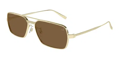 Dunhill Du0076s 002 Men's Sunglasses Gold Size 59 In Brown