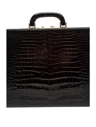 Pre-owned Dunhill Embossed Leather Briefcase In Black