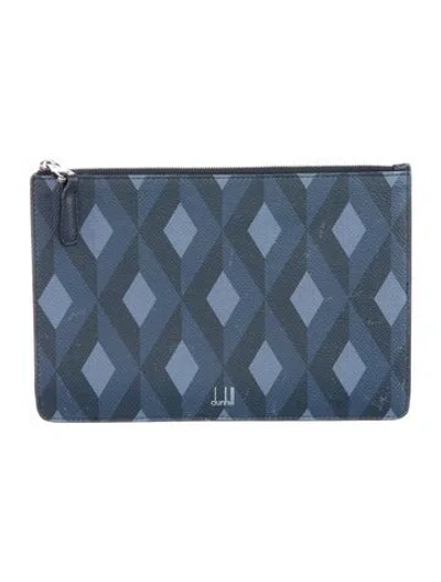 Pre-owned Dunhill Embossed Leather Portfolio In Blue