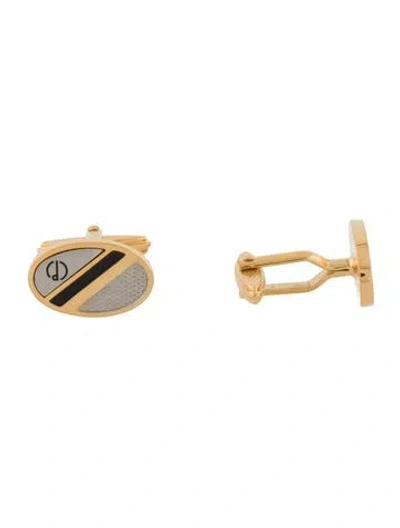 Pre-owned Dunhill Enamel Oval Cufflinks In Black
