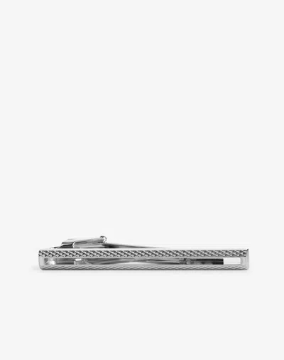 Dunhill Engine Turn Cut Out Tie Bar In Grey