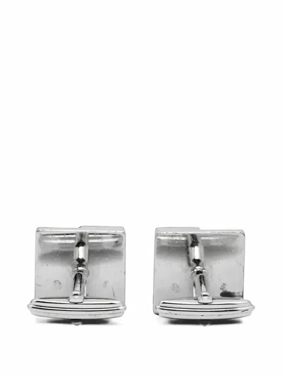 Pre-owned Dunhill Engraved Square Cufflinks In Silver