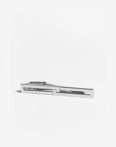 Dunhill Figure Of Eight Tie Bar In Silver/crystal