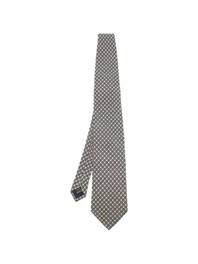 Pre-owned Dunhill Floral-print Silk Tie In Neutral
