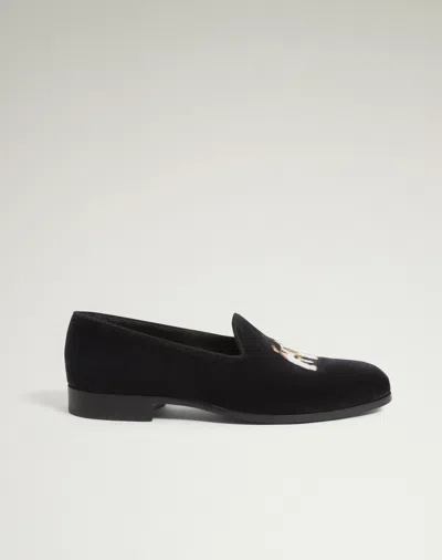 Dunhill Fox Terrier Slipper In Gray