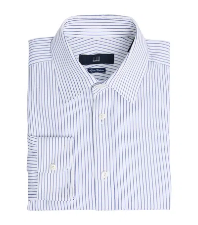 Dunhill Giza Cotton Pinstripe Formal Shirt In Blue