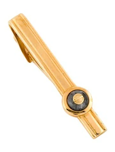 Pre-owned Dunhill Glass Logo Tie-clip In Black/grey