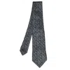 Dunhill Grey & Black Abstract Print Silk Tie In Grey