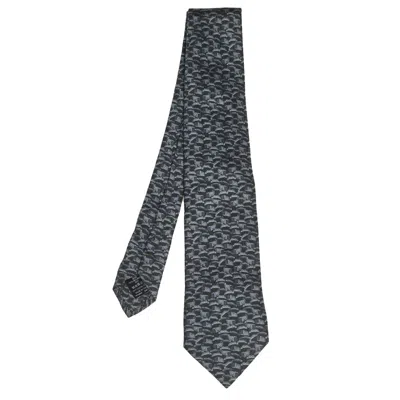 Dunhill Grey & Black Abstract Print Silk Tie