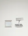 Dunhill Hobnail Insert Square Cufflinks In White