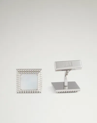Dunhill Hobnail Insert Square Cufflinks In White