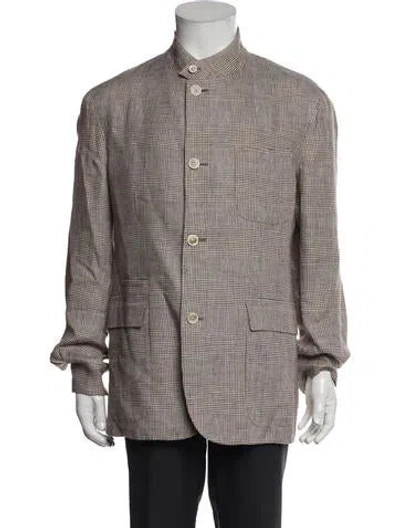 Pre-owned Dunhill Hound Tooth Pattern Print Jacket In Brown