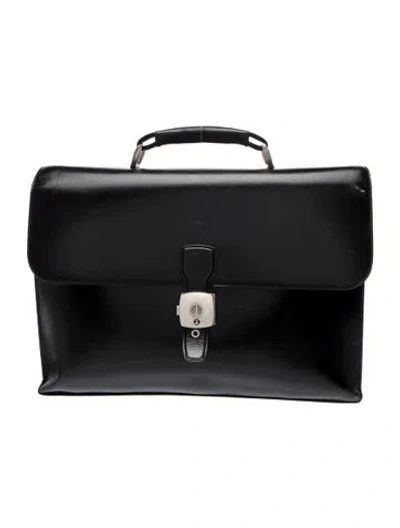 Pre-owned Dunhill Leather Briefcase With Handle In Black