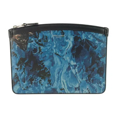 Pre-owned Dunhill Leather Clutch Bag Pouch () In Blue