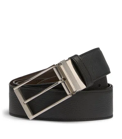 Dunhill Leather Reversible Belt In Black