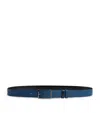 Dunhill Leather Reversible Rounded Roller Buckle Belt In Blue