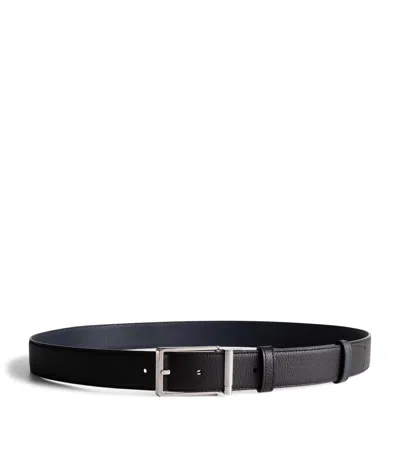 Dunhill Leather Reversible Rounded Roller Buckle Belt In Black