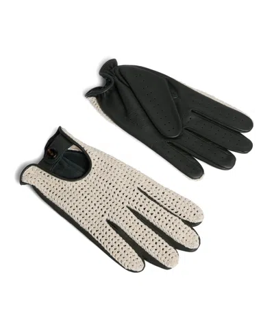 Dunhill Leather-crochet Driving Gloves In Multi