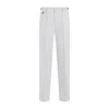 DUNHILL LIGHT GREY PLEATED COTTON-LINEN CHINO PANTS