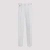 DUNHILL LIGHT GREY PLEATED COTTON-LINEN CHNO PANTS