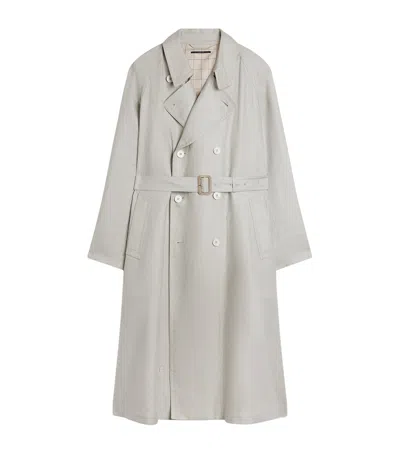 Dunhill Linen Archive Trench Coat In Gray