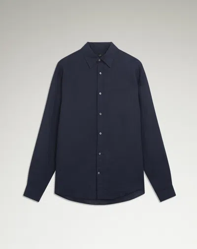 Dunhill Linen Button Down Shirt In Blue