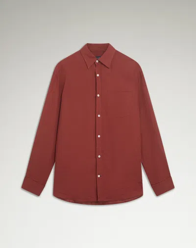 Dunhill Linen Button Down Shirt In Red