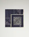 Dunhill Linen Dot Paisley Screen Printed Neckerchief In Blue