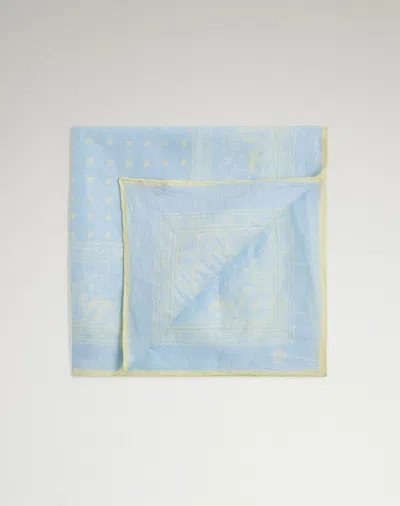 Dunhill Linen Dot Paisley Screen Printed Neckerchief In Blue