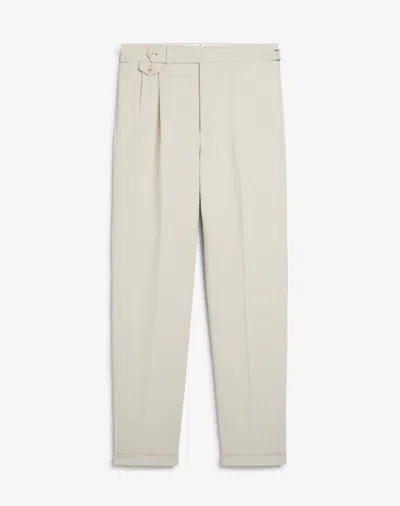 Dunhill Linen Double Pleated Trousers In Multi