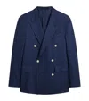 Dunhill Linen Double-breasted Blazer In Blue