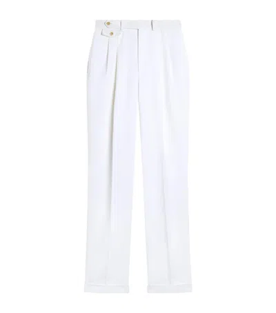 Dunhill Linen Double-pleated Formal Trousers In White