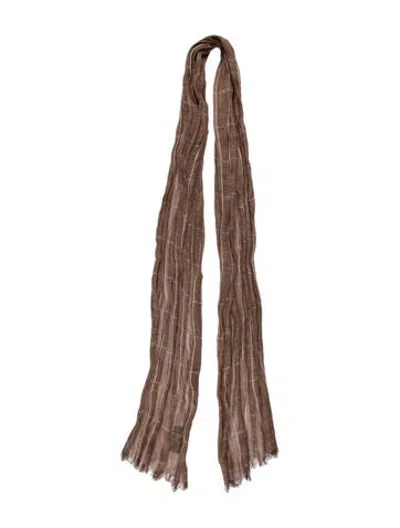 Pre-owned Dunhill Linen Plaid Print Scarf In Brown
