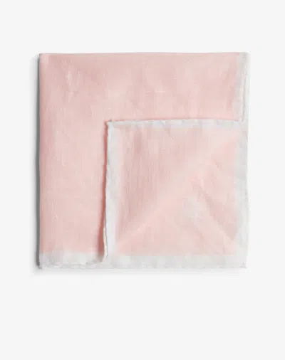 Dunhill Linen Pocket Square With Contrast Border In Pink