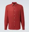 Dunhill Linen Button Down Shirt In Red