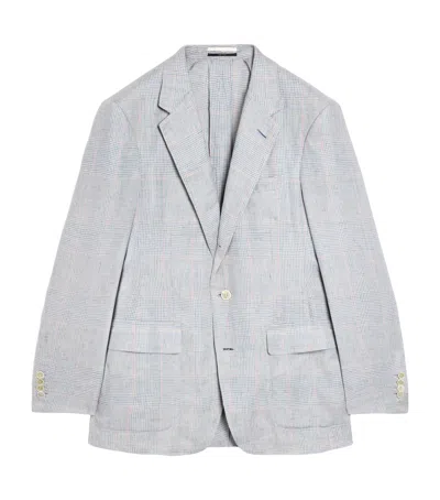 Dunhill Linen Single-breasted Blazer In Purple