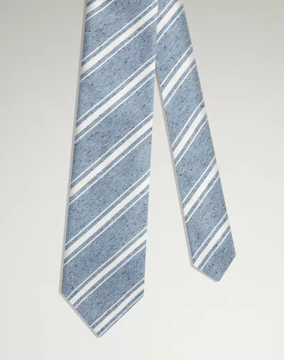 Dunhill Linen Stripe Jacquard Woven Tie In Blue