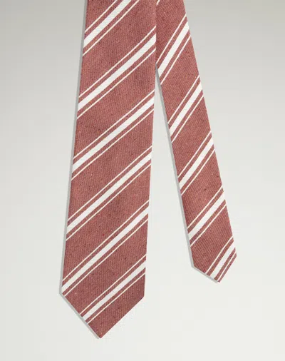 Dunhill Linen Stripe Jacquard Woven Tie In Red