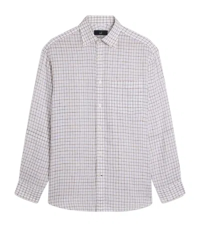 Dunhill Linen Tattersall Check Shirt In White