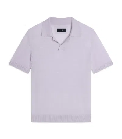 Dunhill Linen-cashmere Polo Shirt In Purple