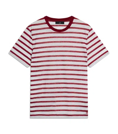Dunhill Linen-cotton Stripe T-shirt In Red