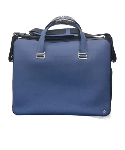 Dunhill Logo Zipper Briefcase In Blue