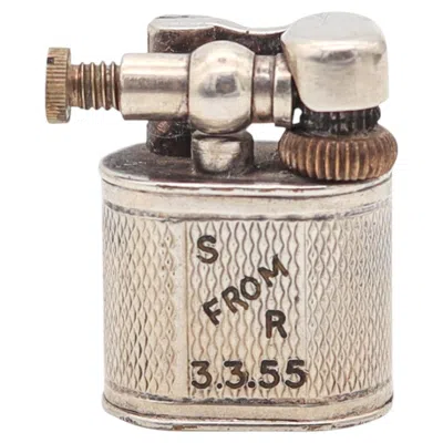 Pre-owned Dunhill London 1950 Art Deco Miniature Lift-arm Lighter In Plated Sterling In Silver