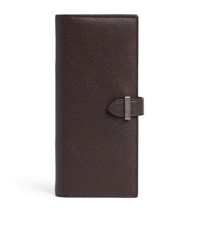 Dunhill Long Capra Leather Alfred Wallet In Purple