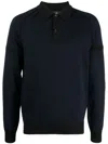 Dunhill Long Raglan-sleeve Wool Polo Shirt In Blue