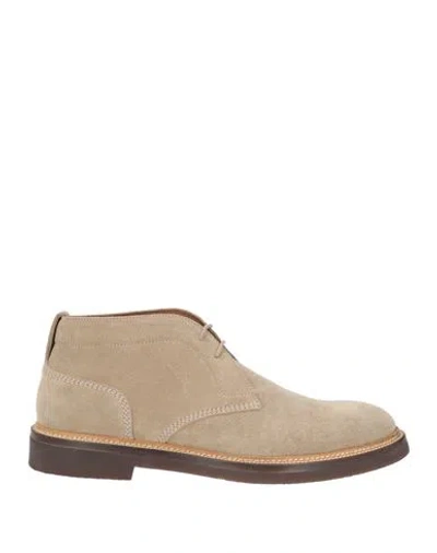 Dunhill Man Ankle Boots Beige Size 9 Leather In Neutral