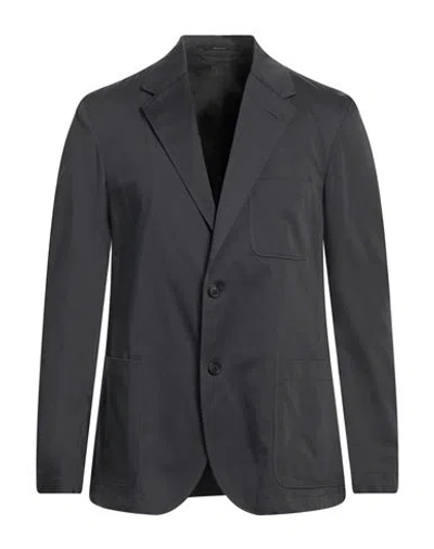 Dunhill Man Blazer Charcoal Size 42 Cotton, Mulberry Silk, Elastane In Grey